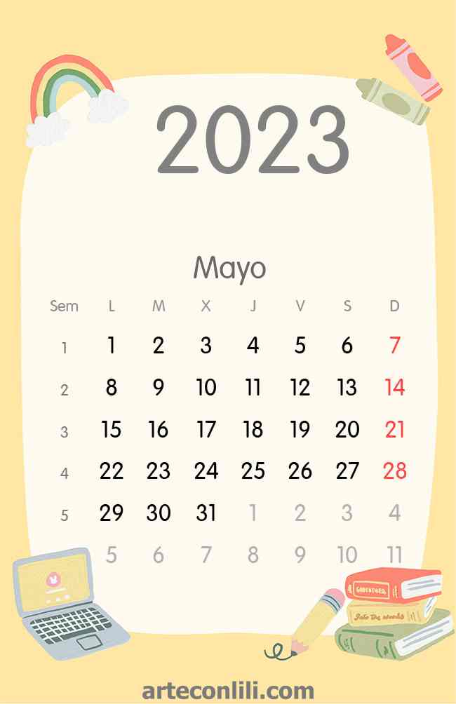 Calendario 2023 colegio Mayo