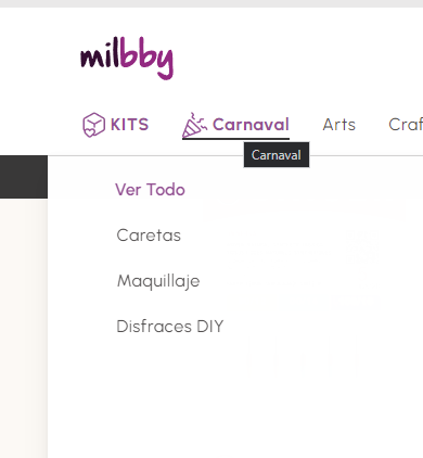 Captura de la sección de carnaval de milbby.com